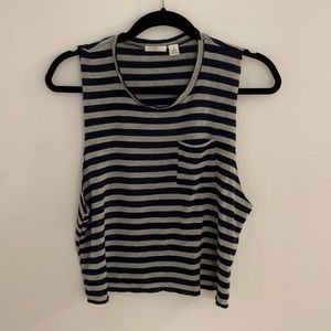 Grey and navy striped tank